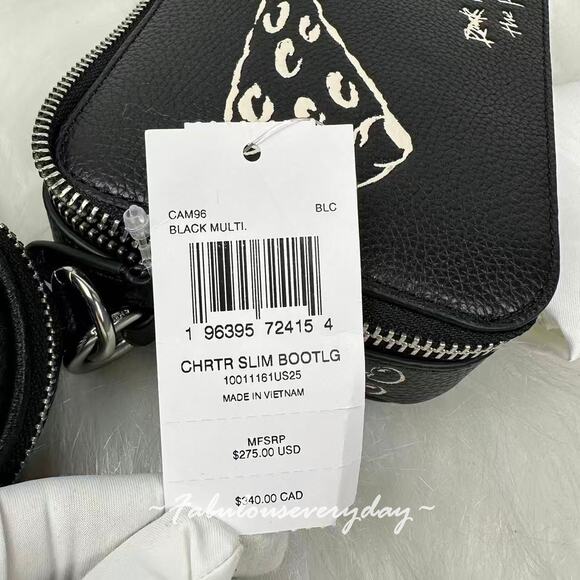 Coach Charter Slim Crossbody Bag With Sketch Print In Leather/Black CAM96 NWT - Picture 5 of 9